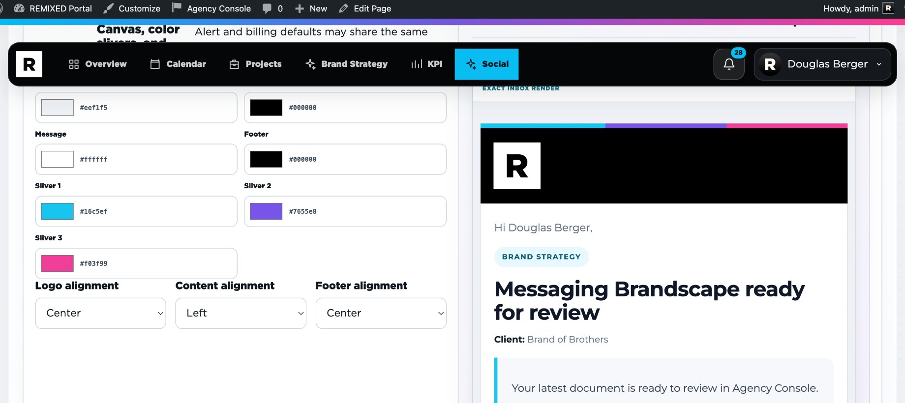Actual email template designer in Agency Dashboard